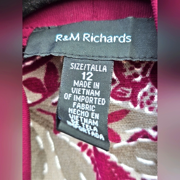 R&M Richard's Luxury Wine/Plum Sheer Lace Floral Open Cardigan Flowy Top Size 12 - Picture 13 of 14